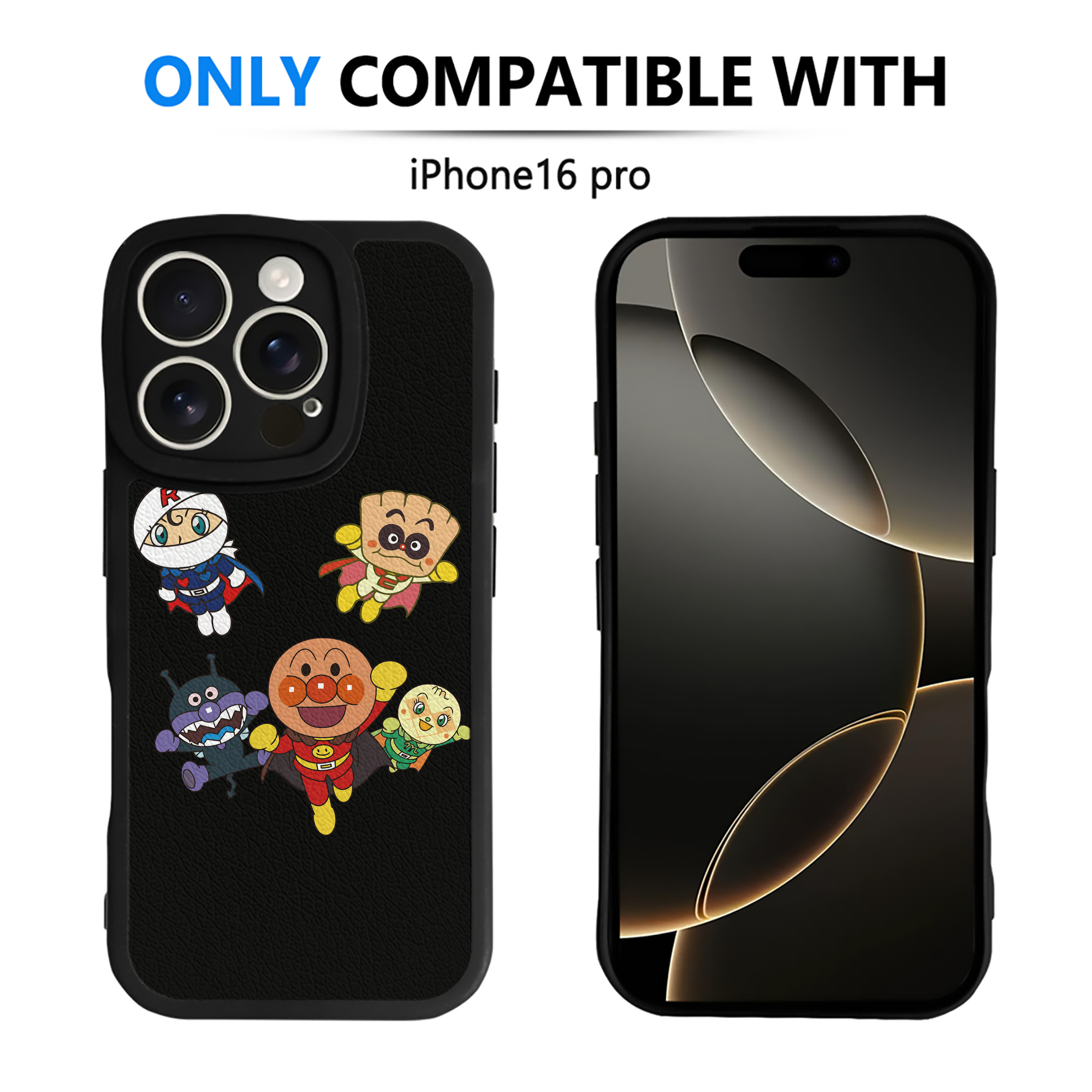 （画像用） アンパンマン Anpanman 【iPhone 16シリーズ対応】シリコンスマホケース（レザー調） 材質：シリコン